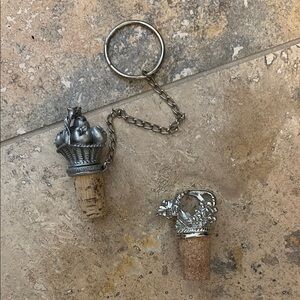 VTG Pewter & Silver Apples 🍎 & Grapes 🍇 Wine Bottle Stoppers / Corks